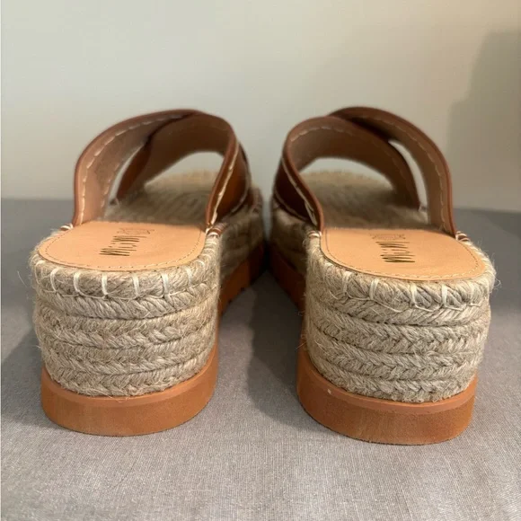 Brown Leather Espadrille Wedge Sandals - Picture 5 of 6